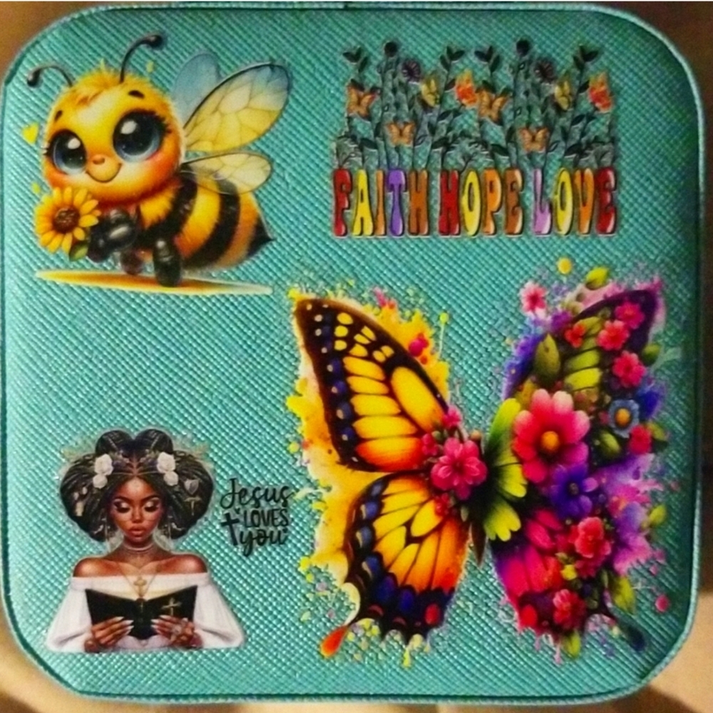 Customized "Faith Hope Love" Mini Travel Jewelry Box - One Of A Kind